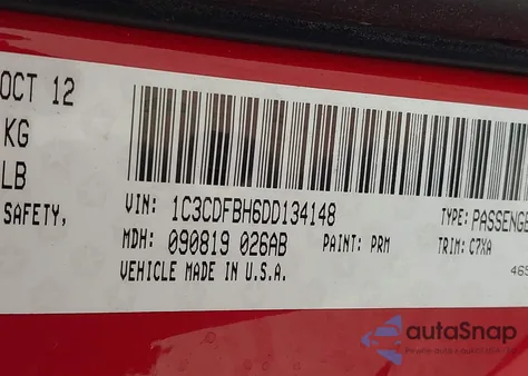 2013 Dodge Dart Rallye from USA, damaged, VIN 1C3CDFBH6DD134148